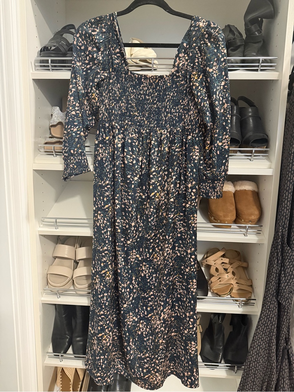 Ingrid & Isabel Smocked  Floral Midi Dress - Maternity
